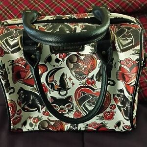 Loungefly Black and Red Cat Print Handbag